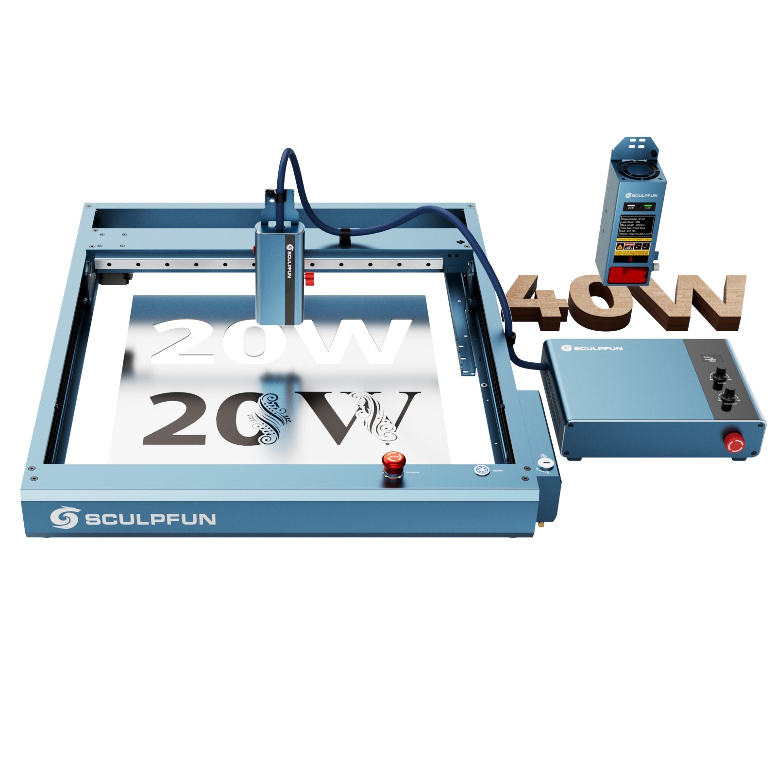 SCULPFUN A9 Ultra 双激光20Wファイバー＋40Wダイオードレーザー彫刻